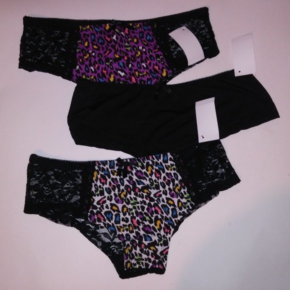 Set of 3 Deb Panty Low Rise Black‎ Lace Colorful New - Picture 3 of 7